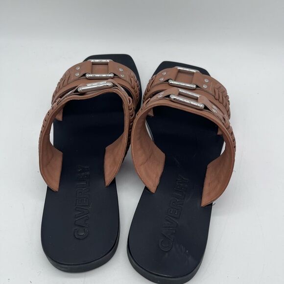 CAVERLEY Tabby Leather Slides in Tan Size 38 - Picture 4 of 7